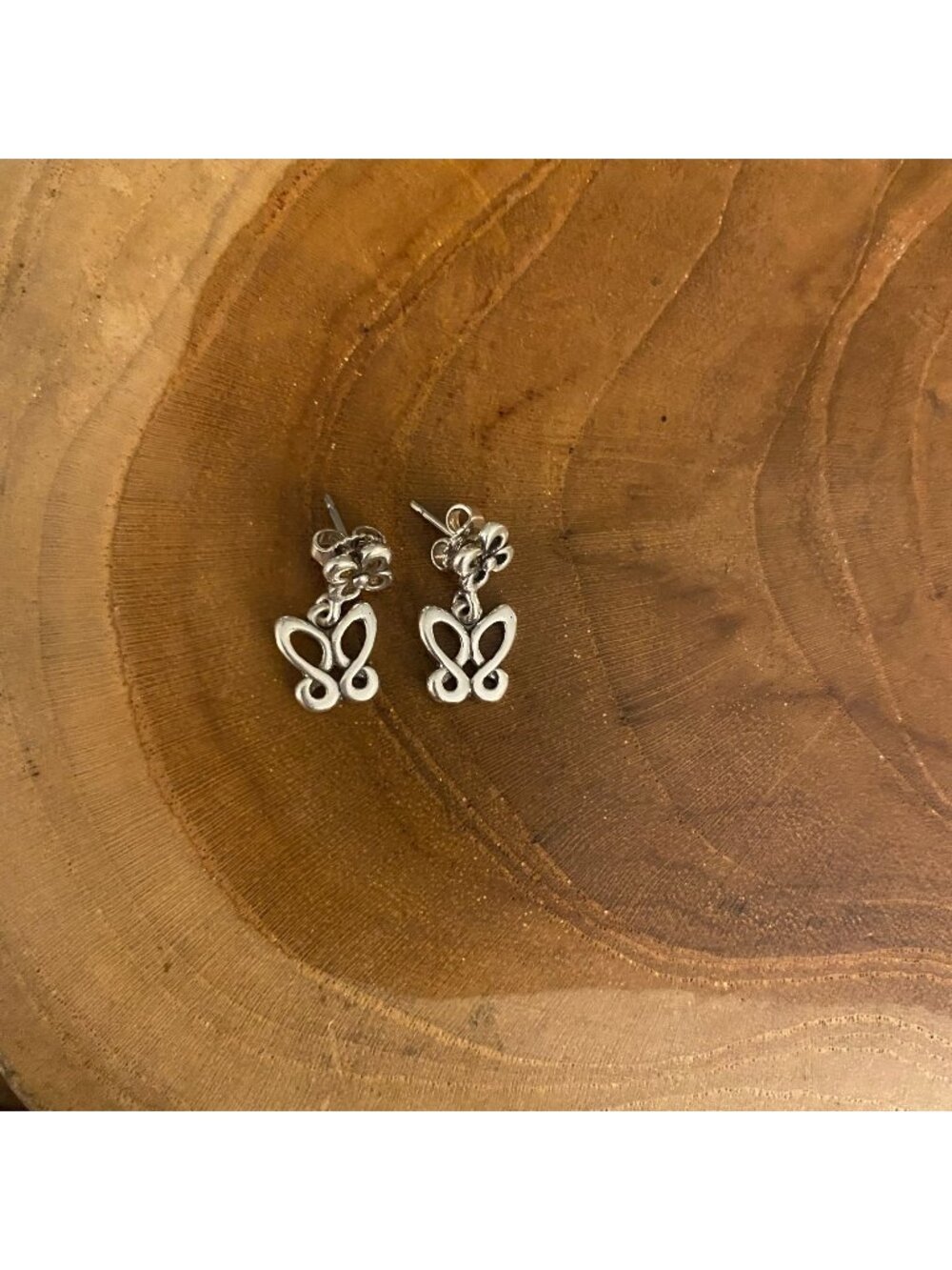 RETIRED James Avery Butterfly and Flower Ear Post Earrings, Sterling Silver
